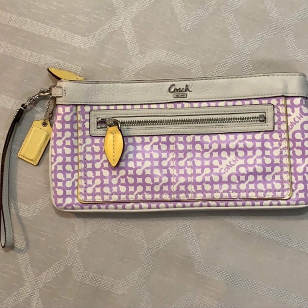 Coach Lavender, yellow and Cream Wristlet